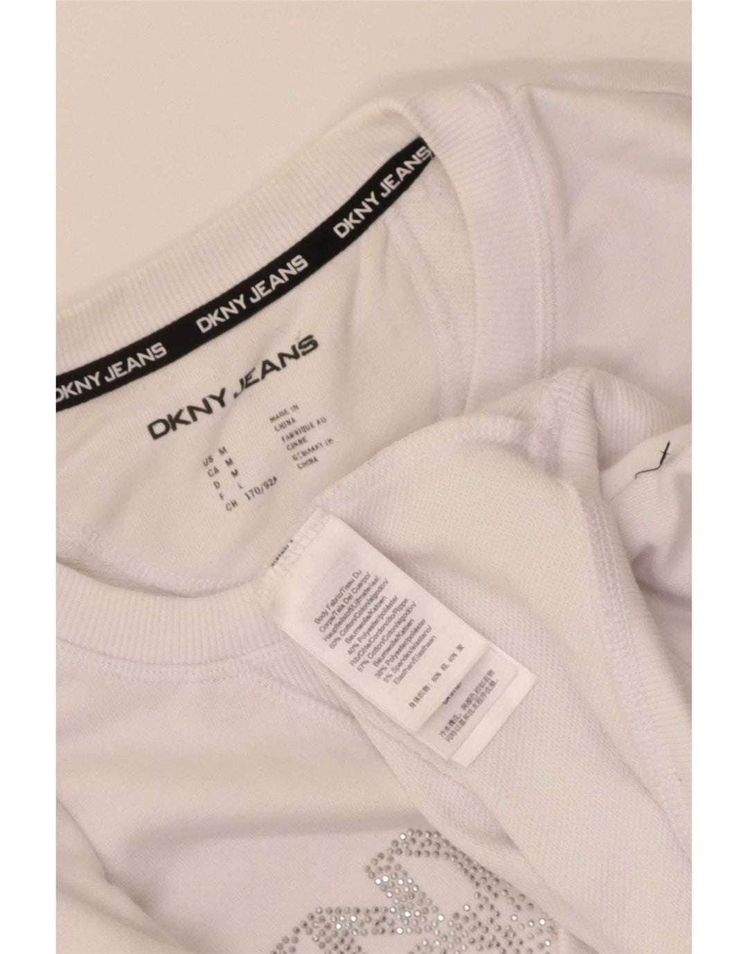 Женский укороченный свитшот с графическим рисунком Dkny UK 14, средний белый хлопок, хлопок