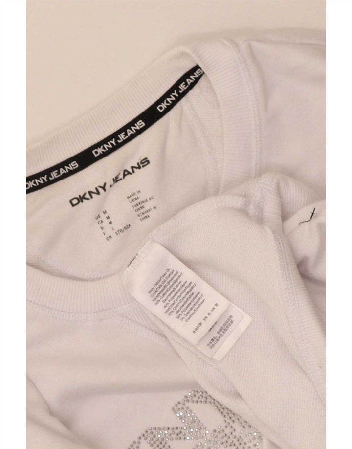 Женский укороченный свитшот с графическим рисунком Dkny UK 14, средний белый хлопок, хлопок