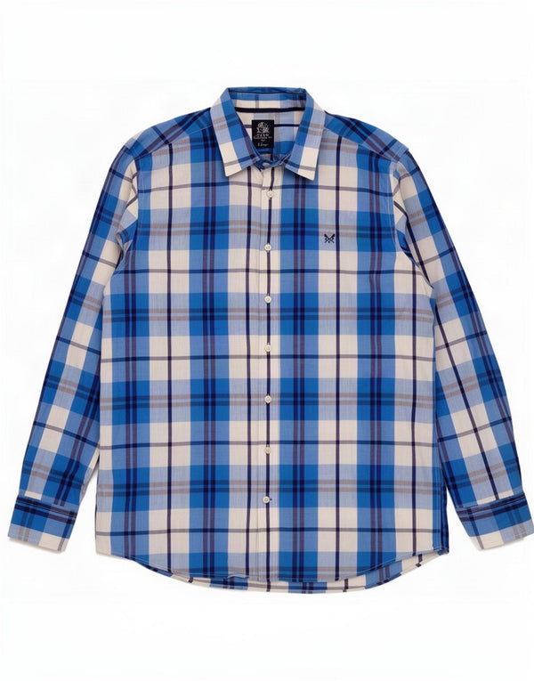 Crew Clothing Мужская рубашка классического кроя XL, синяя клетка из хлопка