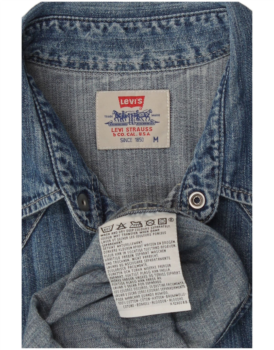 Мужская джинсовая рубашка Levi's из хлопка среднего синего цвета