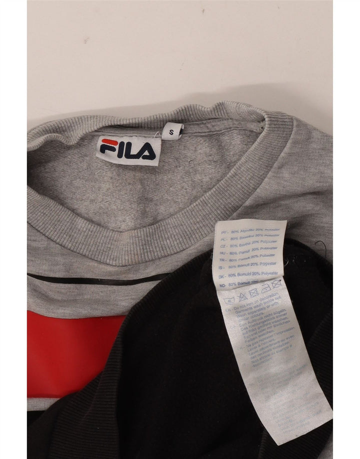 Женский джемпер Fila с рисунком, Великобритания, 10, маленький, серый, с цветными блоками