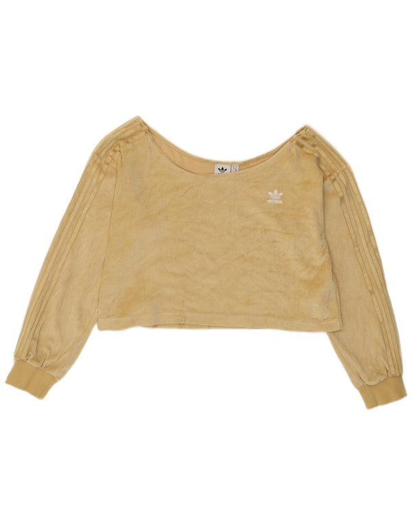 ADIDAS Женский укороченный топ с открытыми плечами большого размера UK 10, маленький желтый хлопок