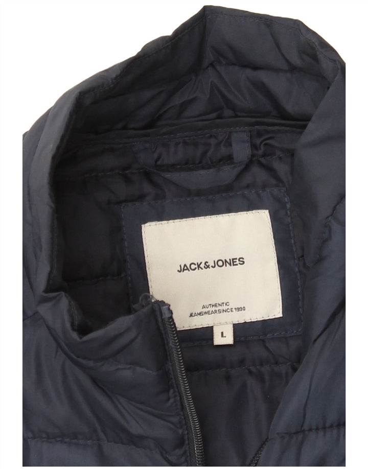 Мужская стеганая куртка Jack & Jones UK 40, большая, темно-синяя