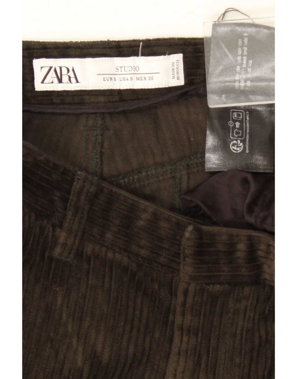 Женские вельветовые брюки Zara, маленькие W26 L30, хлопок цвета хаки