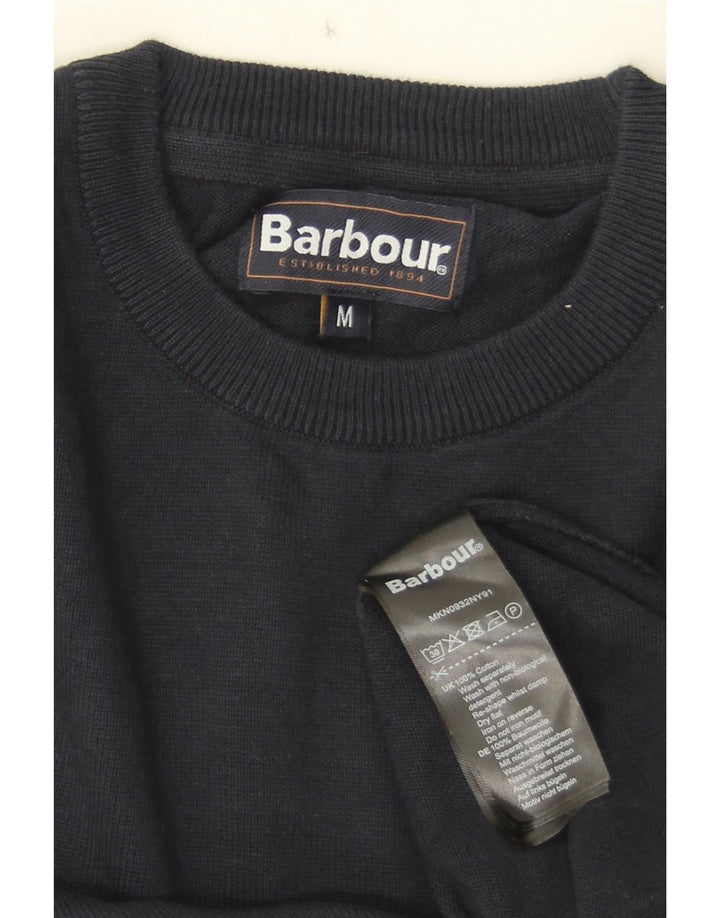 Мужской джемпер с круглым вырезом Barbour, средний темно-синий хлопковый свитер