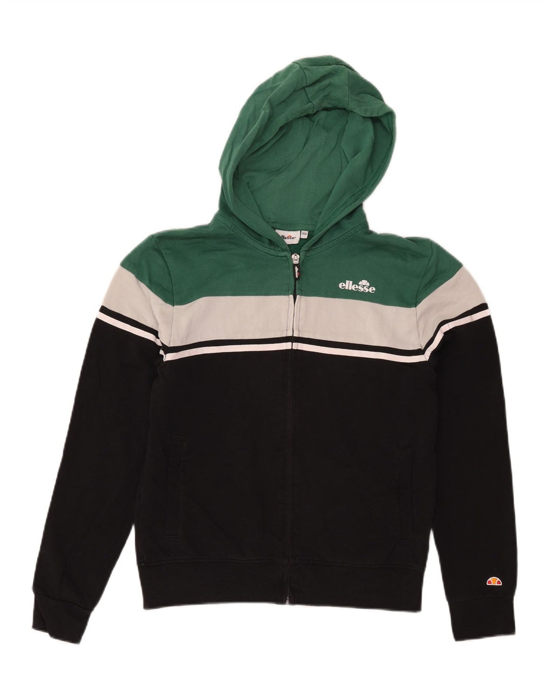 Свитер с капюшоном на молнии для мальчиков Ellesse, 13–14 лет, черный с цветными блоками
