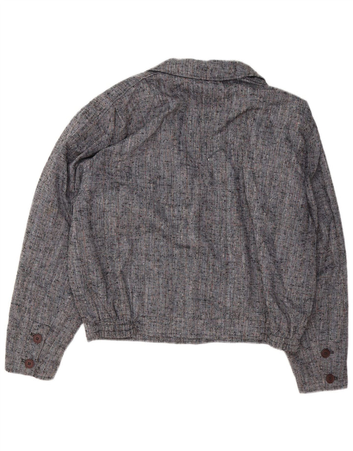 VINTAGE Женский бомбер оверсайз IT 50 XL Серый полиэстер с крапинками