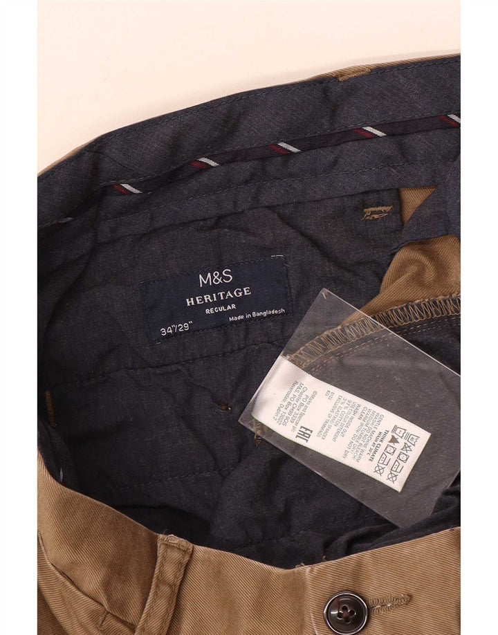 Мужские брюки-чиносы Marks & Spencer Heritage Regular Fit W34 L29 бежевые