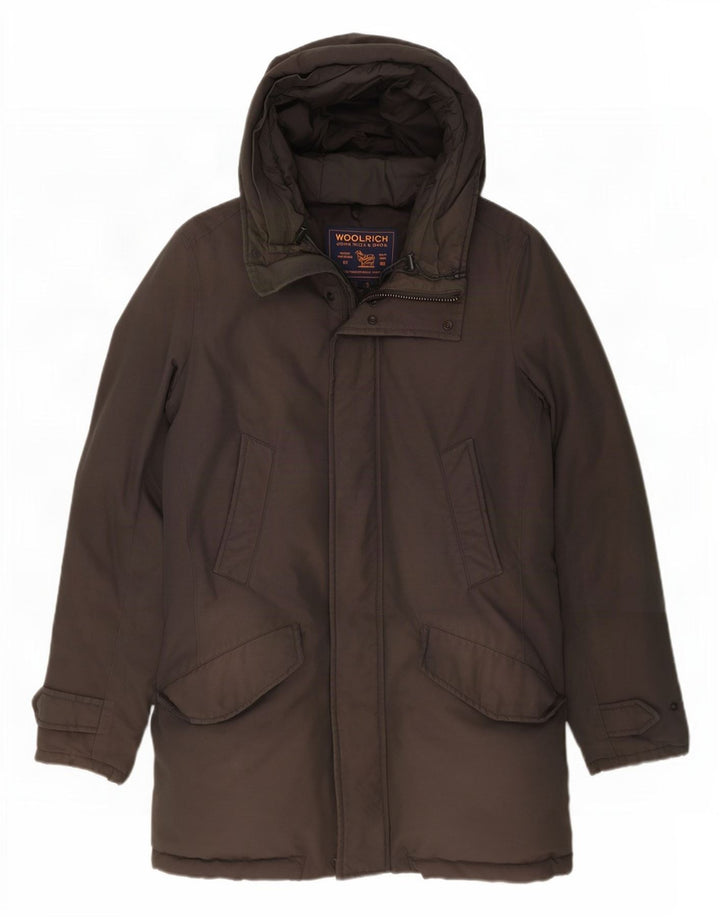 Мужское стеганое пальто с капюшоном Woolrich UK 36, маленький серый хлопок