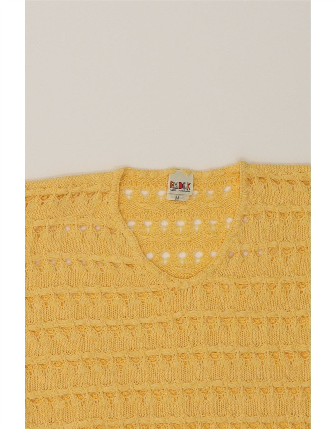 REDOK Womens Knit Blouse Top UK 14 Medium Yellow Cotton Vintage Redok and Second-Hand Redok from Messina Hembry 