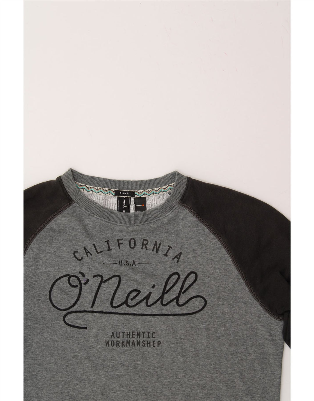 O'NEILL Mens Slim Fit Graphic Sweatshirt Jumper Medium Grey Colourblock Vintage O'Neill and Second-Hand O'Neill from Messina Hembry 