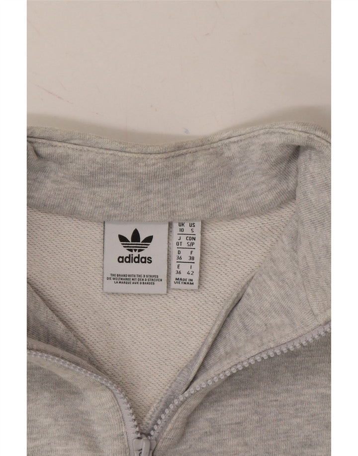 ADIDAS Womens Oversized Graphic Sweatshirt Jumper UK 10 Small  Grey Vintage Adidas and Second-Hand Adidas from Messina Hembry 