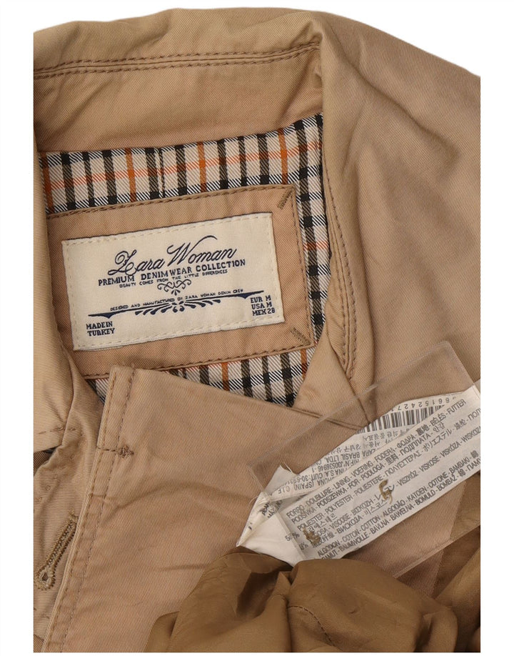 Женский двубортный тренч ZARA UK 14, средний бежевый, цветной блок