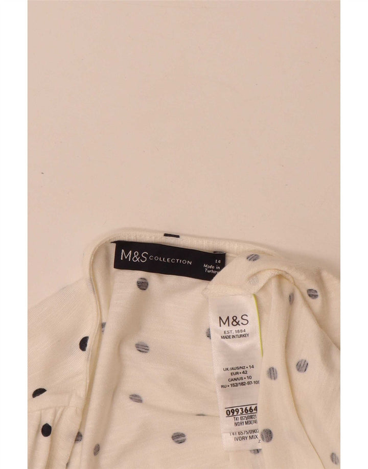 Женский топ с длинным рукавом Marks & Spencer UK 14, большой Off White Spotted