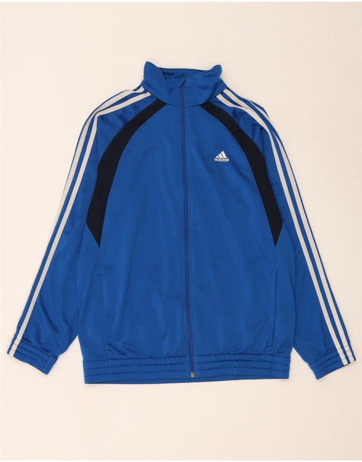 Спортивный костюм ADIDAS для мальчиков, верхняя куртка 15–16 лет, синий полиэстер с цветными блоками