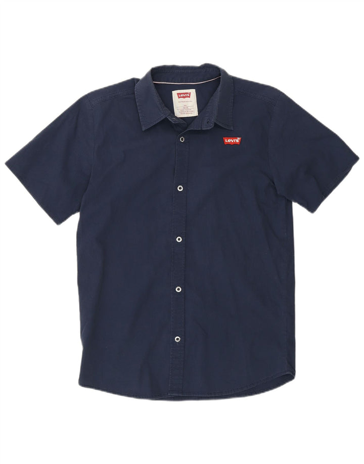 LEVI'S Boys Short Sleeve Shirt 13-14 Years Navy Blue Cotton