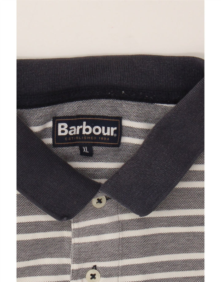 Мужская рубашка-поло Barbour XL, хлопковая серая полоска