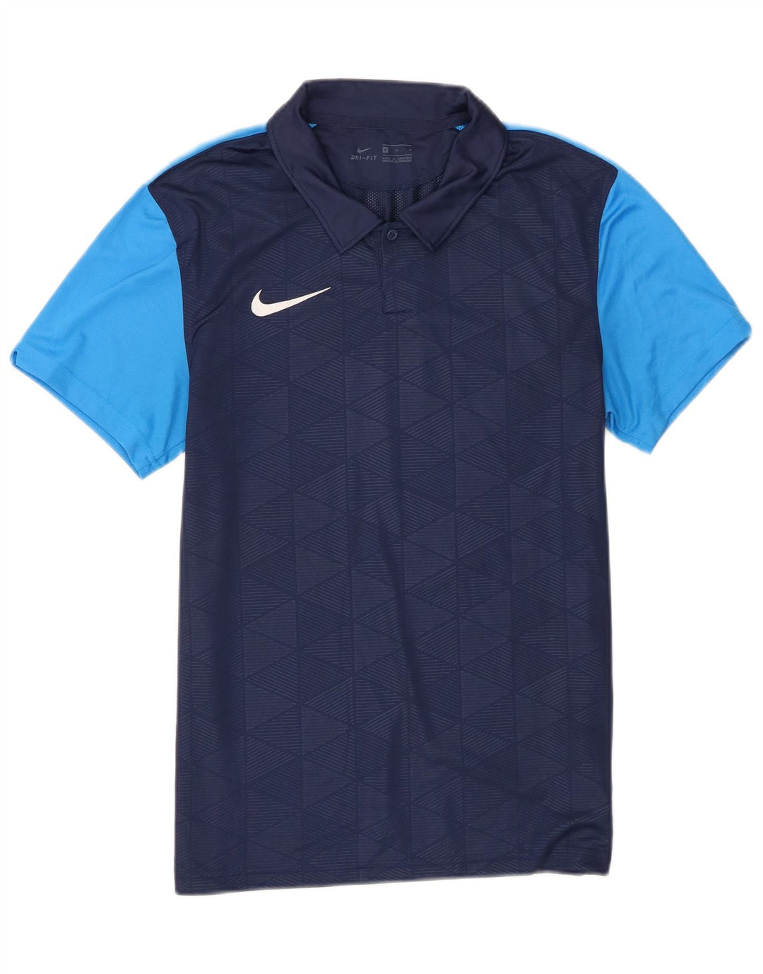 Мужская рубашка-поло Nike Dri Fit среднего размера, темно-синяя, полиэстер с цветными блоками