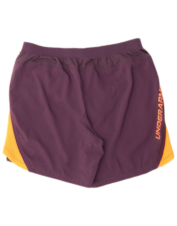 Мужские спортивные шорты с графическим принтом Under Armour XL, фиолетовые, с цветными блоками, спортивные