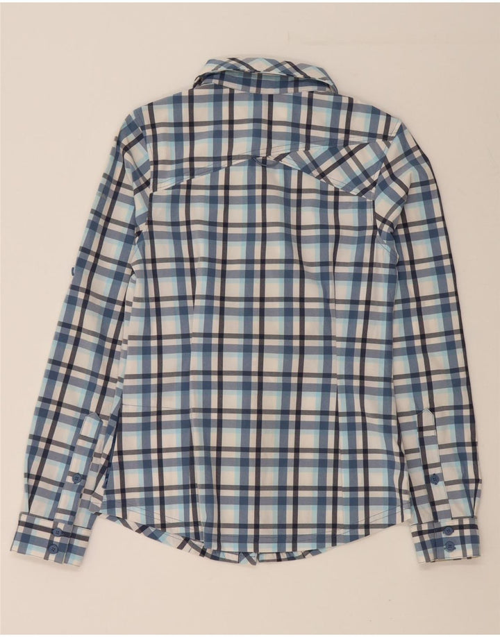 COLUMBIA Womens Shirt UK 6 XS Blue Check Polyester Vintage Columbia and Second-Hand Columbia from Messina Hembry 