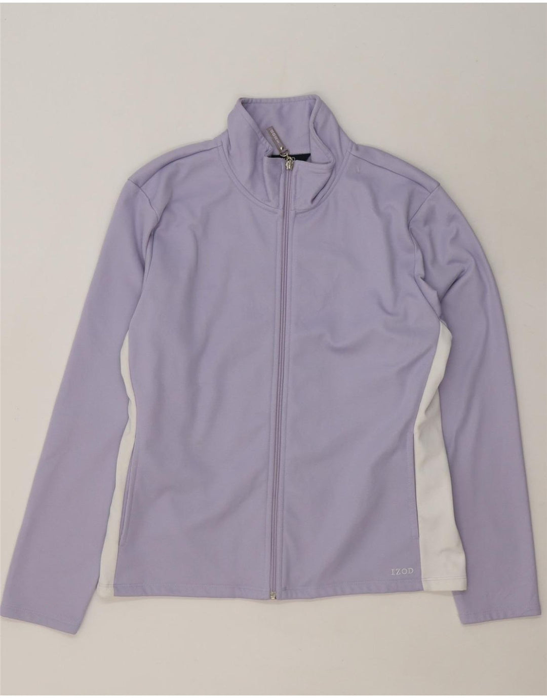 IZOD Womens Tracksuit Top Jacket UK 14 Medium Purple Colourblock Polyester Vintage Izod and Second-Hand Izod from Messina Hembry 