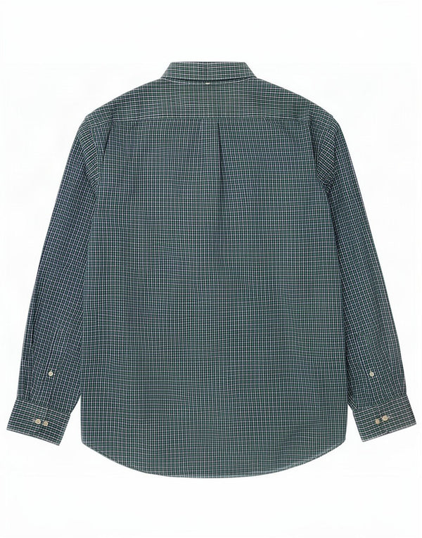 Мужская рубашка классического кроя Chaps, размер 17 1/2 XL, зеленая хлопковая клетка в мелкую клетку