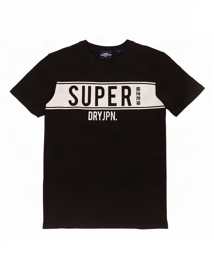 Мужская футболка с рисунком Superdry, маленькая, черная, с цветными блоками