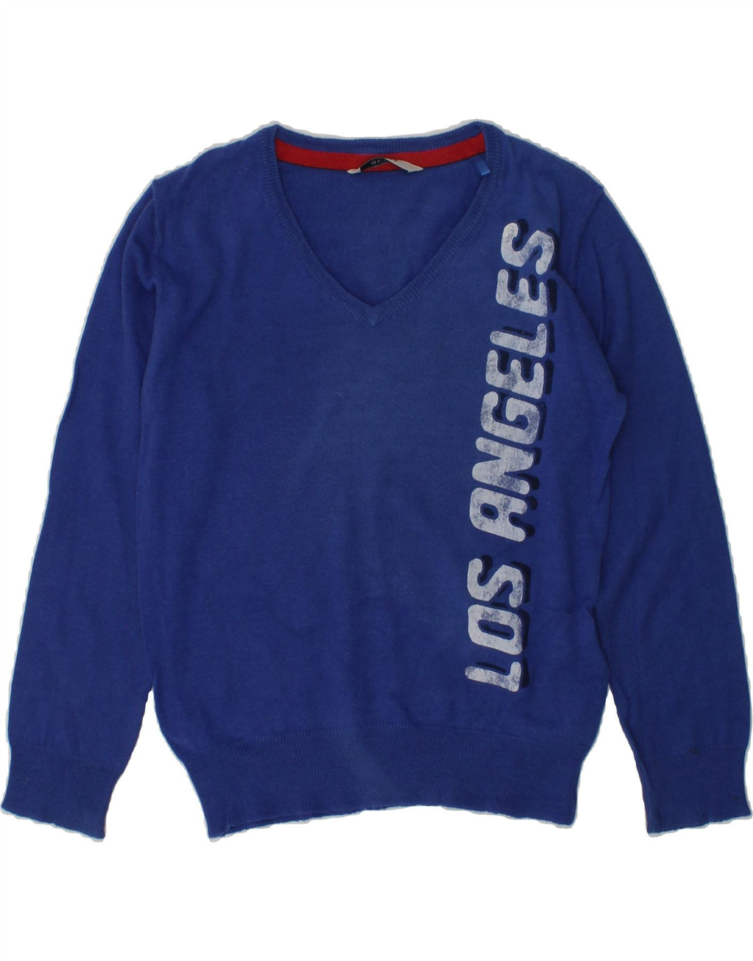 GUESS Boys Graphic V-Neck Jumper Sweater 5-6 Years Blue Cotton | Vintage Guess | Thrift | Second-Hand Guess | Used Clothing | Messina Hembry 