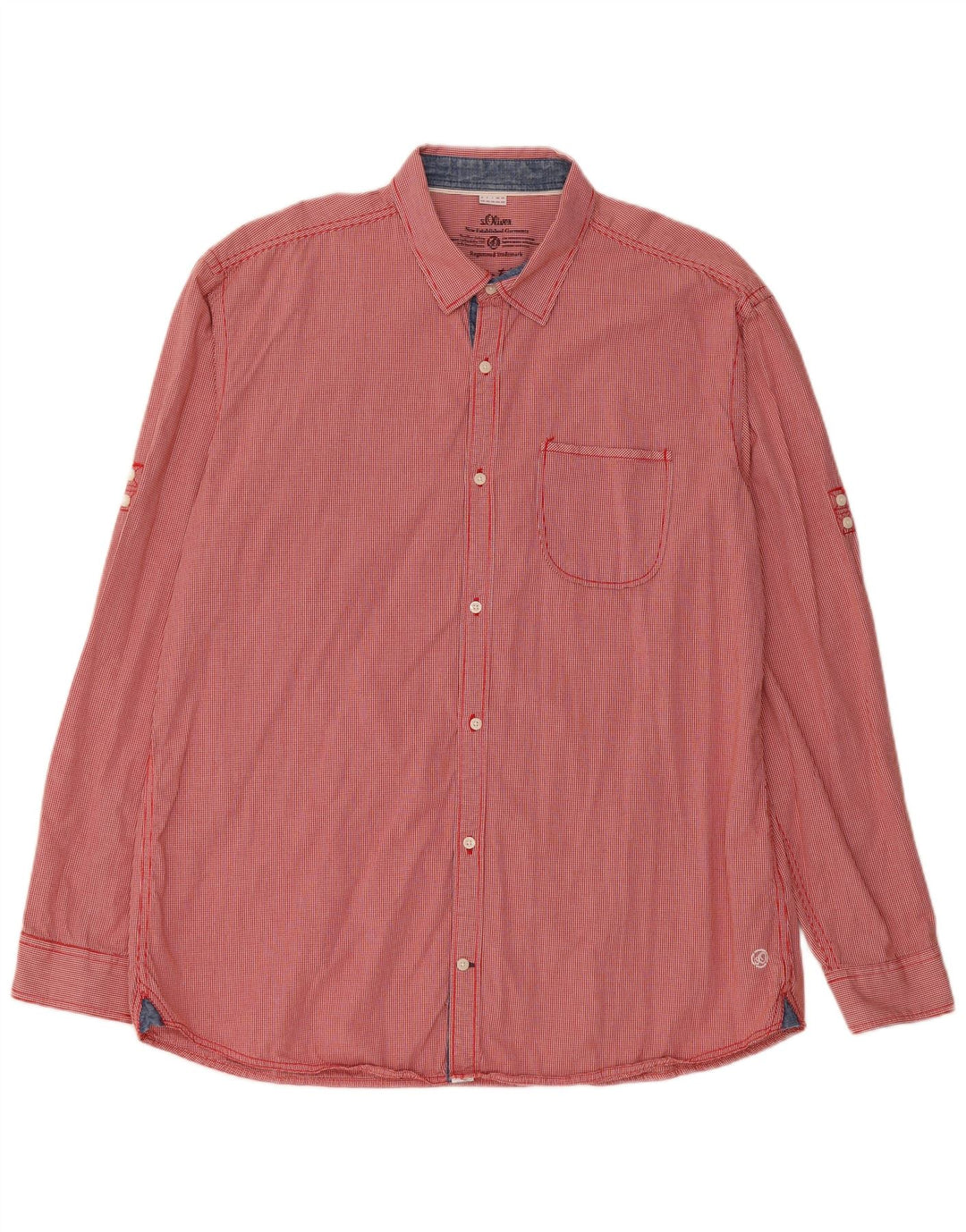 Мужская рубашка приталенного кроя S.Oliver 2XL, хлопок в красную клетку