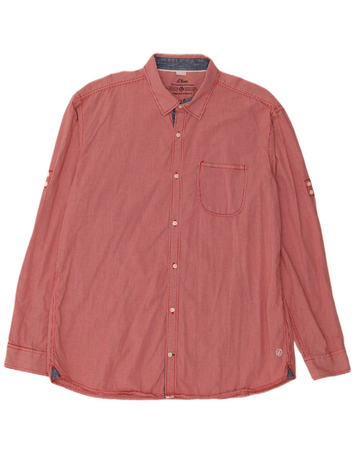 Мужская рубашка приталенного кроя S.Oliver 2XL, хлопок в красную клетку