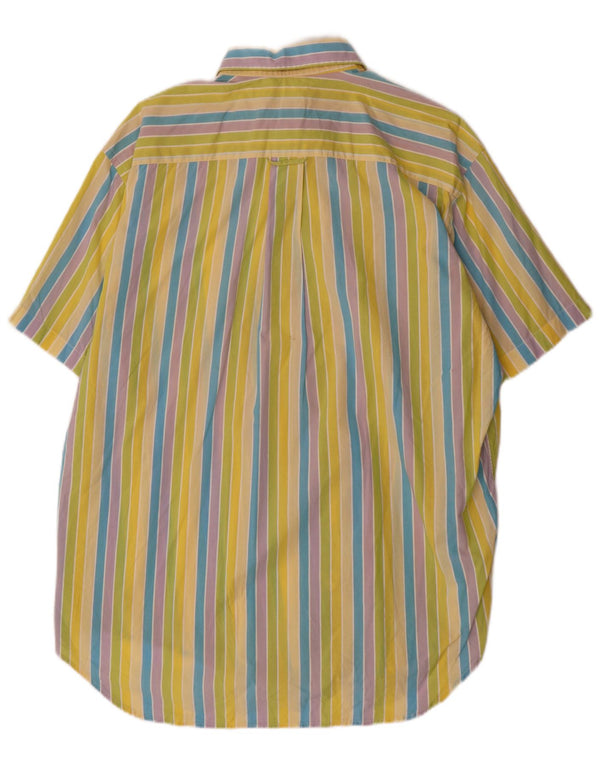 LACOSTE Мужская рубашка с коротким рукавом, размер 42, большая хлопковая разноцветная полоска