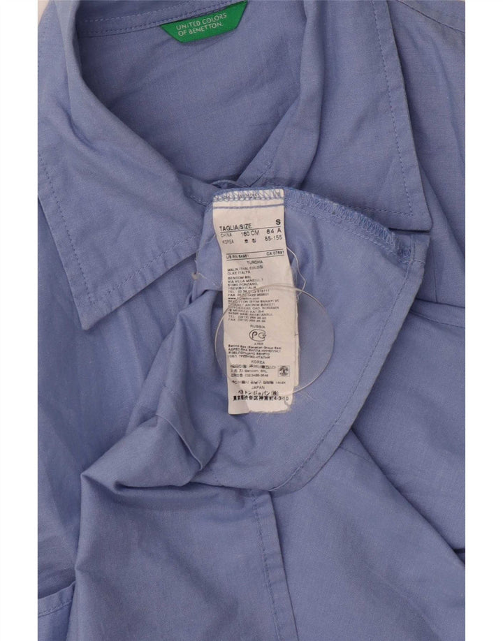 Женская рубашка Benetton UK 10, маленькая, синяя, хлопок