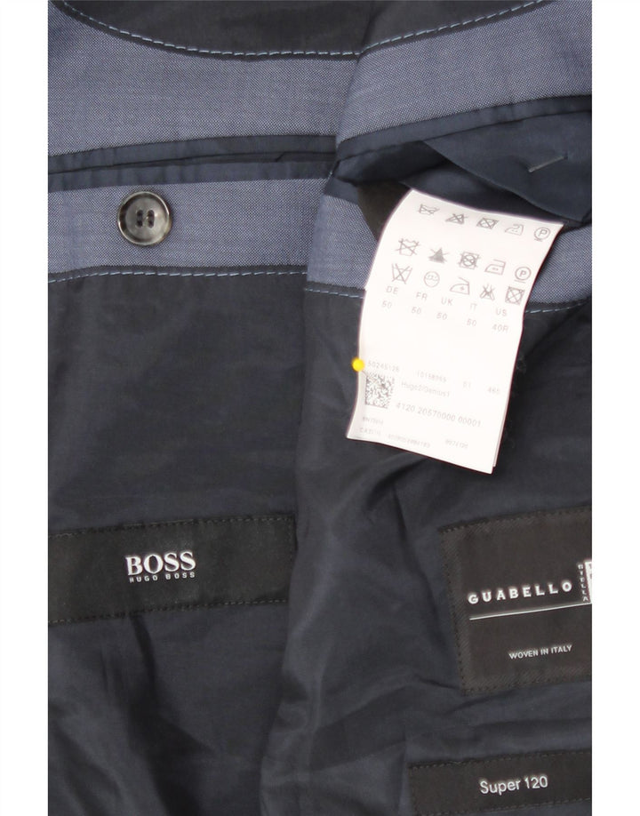 Мужской пиджак Hugo Boss с 2 пуговицами EU 50, большой синий из натуральной шерсти