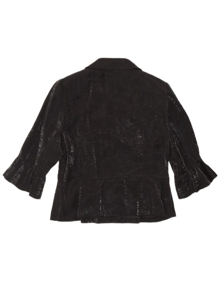 Женский пиджак TUZZI с рукавом 3/4 и 2 пуговицами, Великобритания 18 XL, черная вискоза