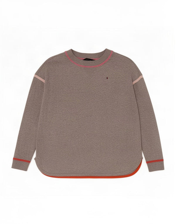 Женский топ оверсайз с длинными рукавами Tommy Hilfiger UK 6 XS, серый хлопок с крапинками