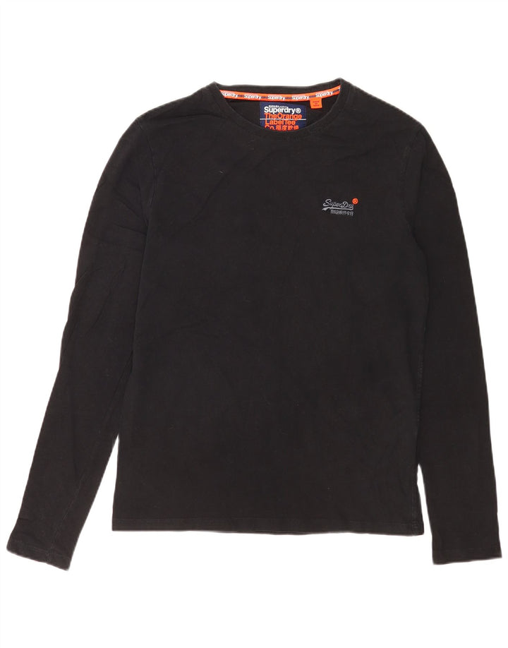 Мужской топ Superdry с длинным рукавом, средний черный хлопок