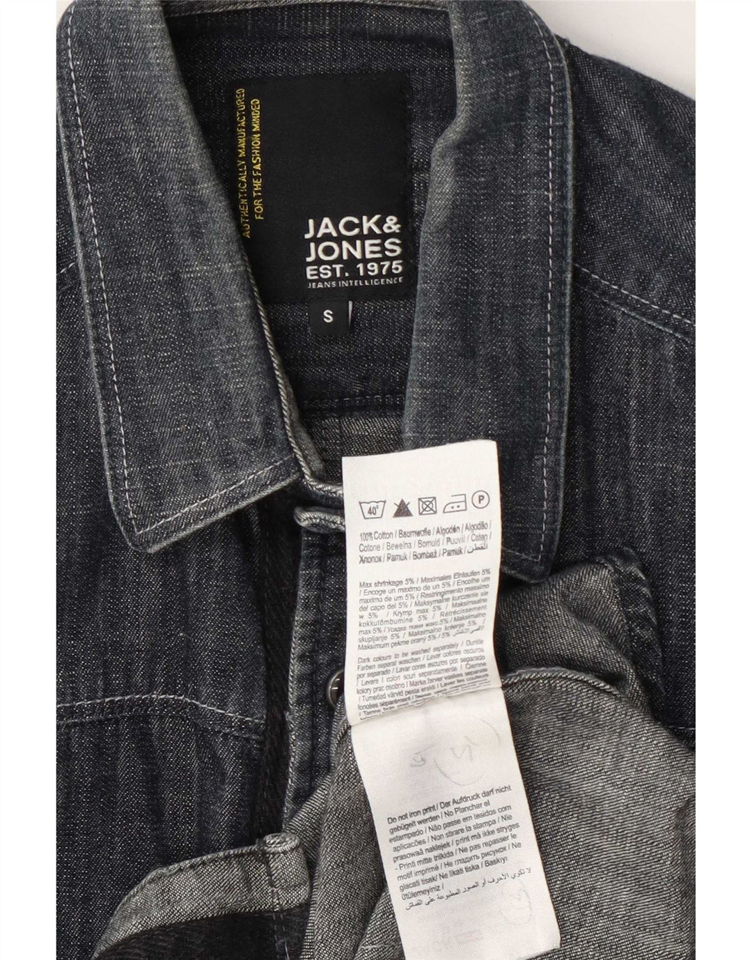 Мужская джинсовая рубашка Jack & Jones, маленькая, темно-синяя, хлопок