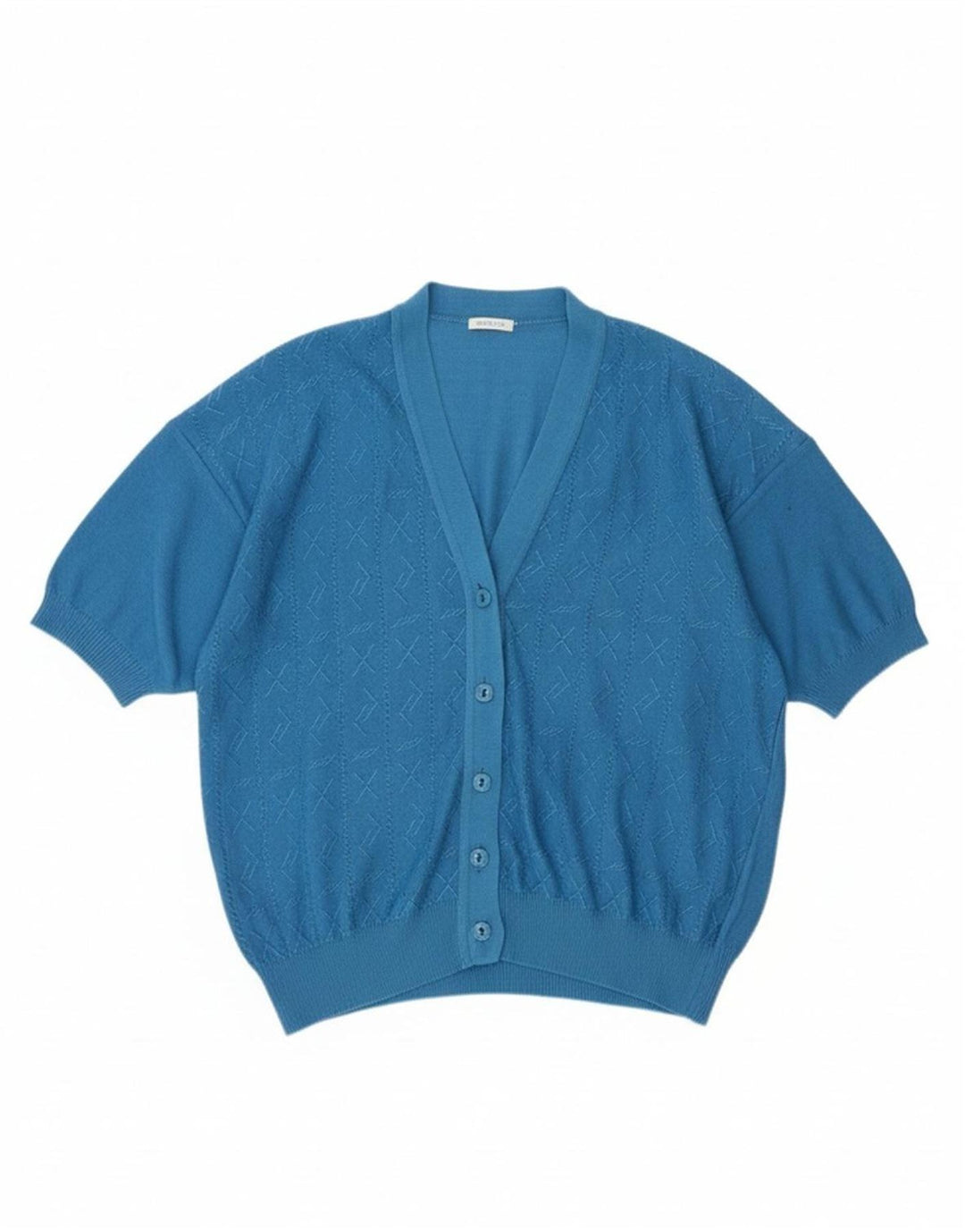 VINTAGE Womens Short Sleeve Cardigan Sweater UK 14 Medium Blue