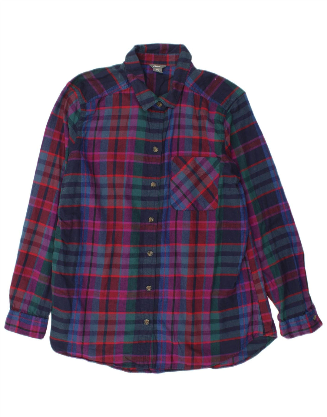 Женская фланелевая рубашка EDDIE BAUER UK 16, большой размер, хлопок в разноцветную клетку