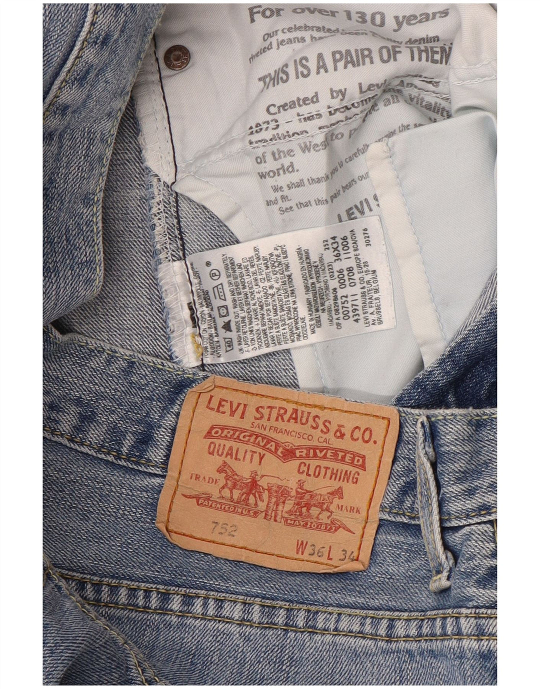 Мужские джинсовые шорты Levi's 752 W36, большие синие, хлопок