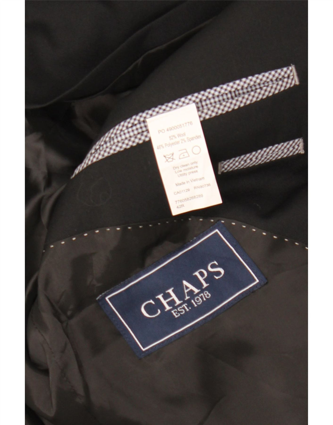 Мужской пиджак Chaps на 2 пуговицах, Великобритания, 42 XL, черная шерсть