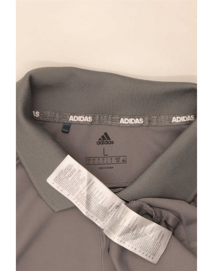 Мужская рубашка-поло Adidas большая серая полиэстер