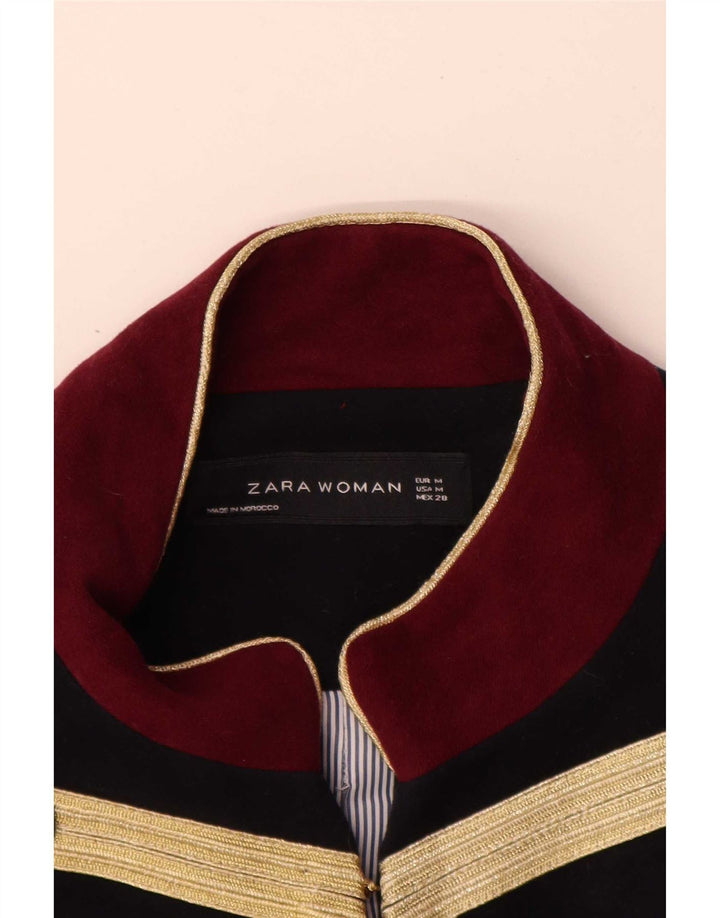 Женский пиджак в стиле милитари Zara UK 14, средний темно-синий, с цветными блоками