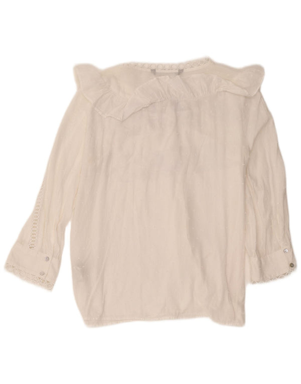Женская блузка-рубашка с рукавом 3/4 Zara UK 14, средний белый хлопок, хлопок