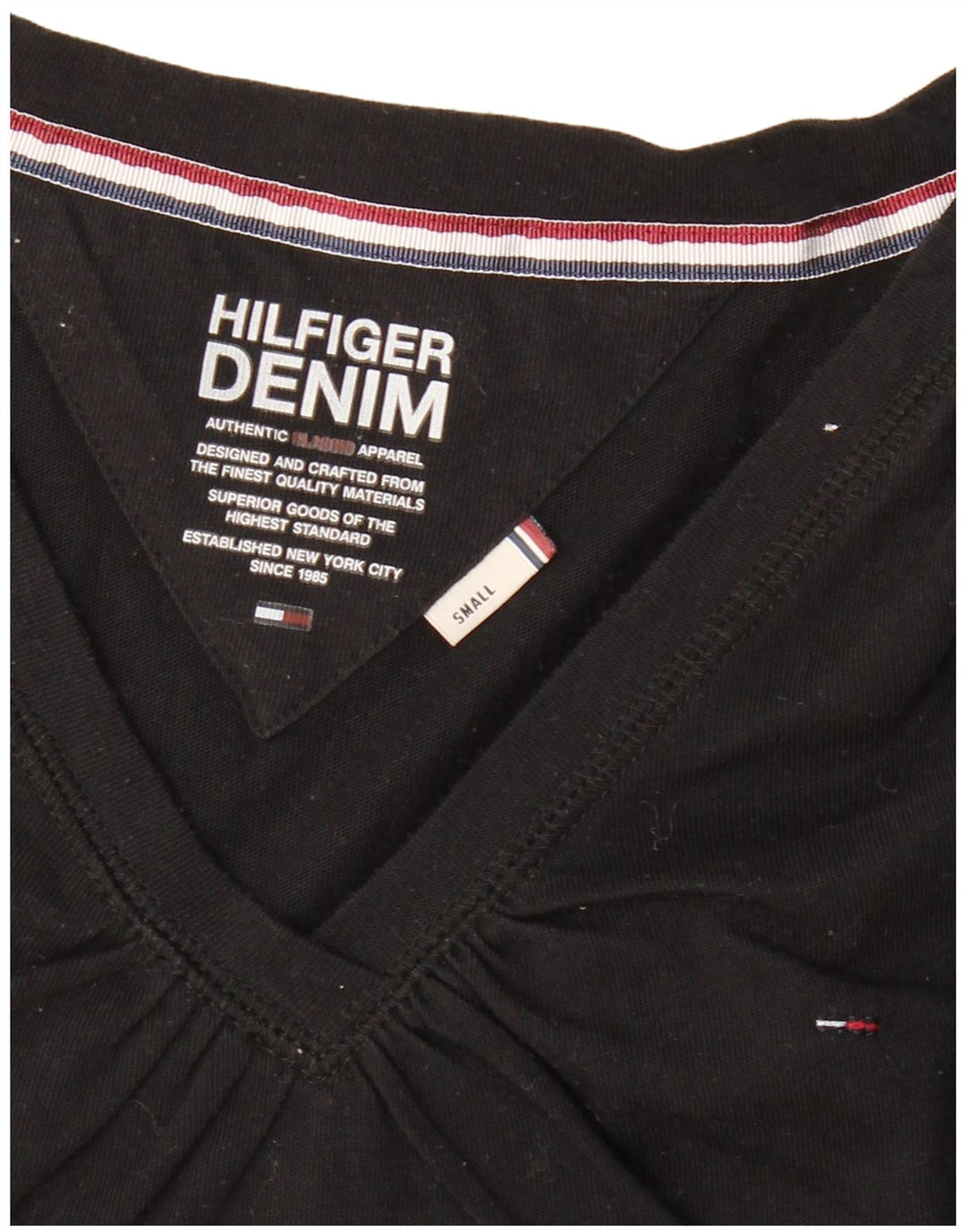 TOMMY HILFIGER Womens T-Shirt Top UK 10 Small Black Vintage Tommy Hilfiger and Second-Hand Tommy Hilfiger from Messina Hembry 