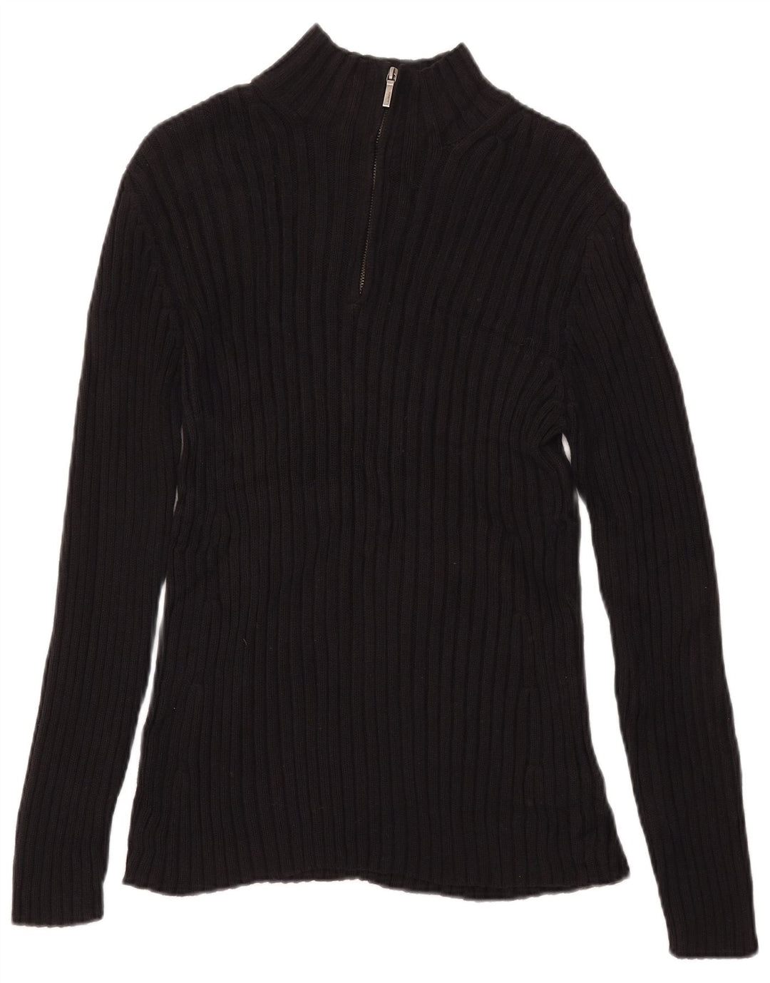 Женский джемпер с воротником на молнии Ralph Lauren UK 12, средний черный хлопок