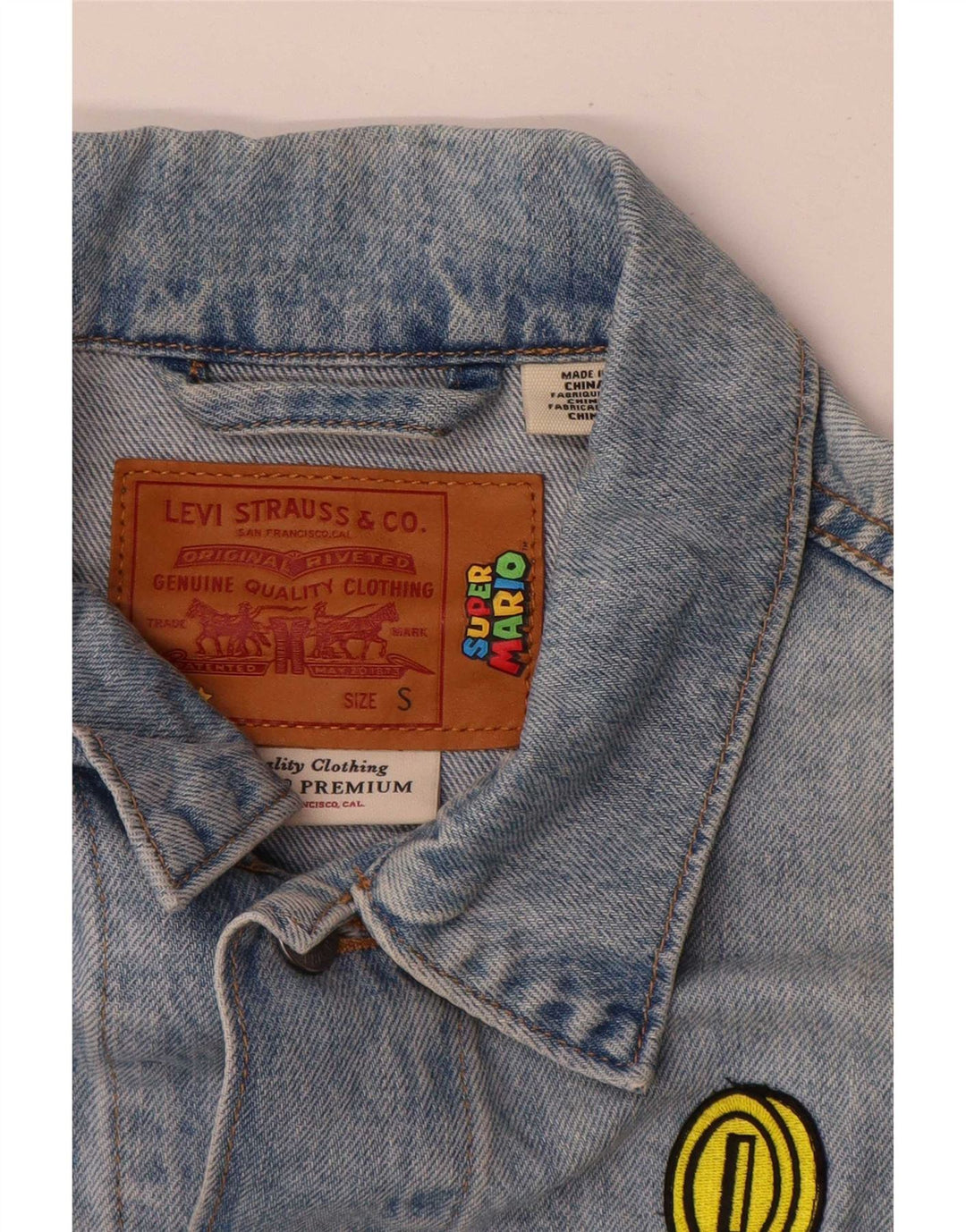 Джинсовая куртка с рисунком Levi's для девочек 13–14 лет, маленькая синяя, хлопковая