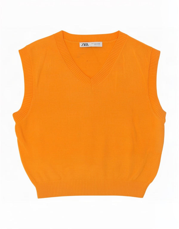 Женская майка Zara Vest UK 12, вискоза среднего оранжевого цвета