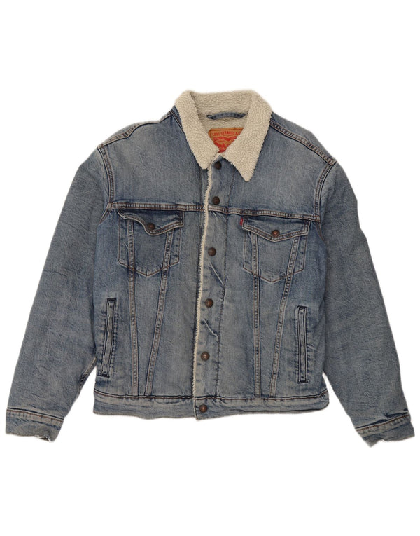 Мужская джинсовая куртка Levi's Sherpa UK 36, маленькая синяя, хлопок