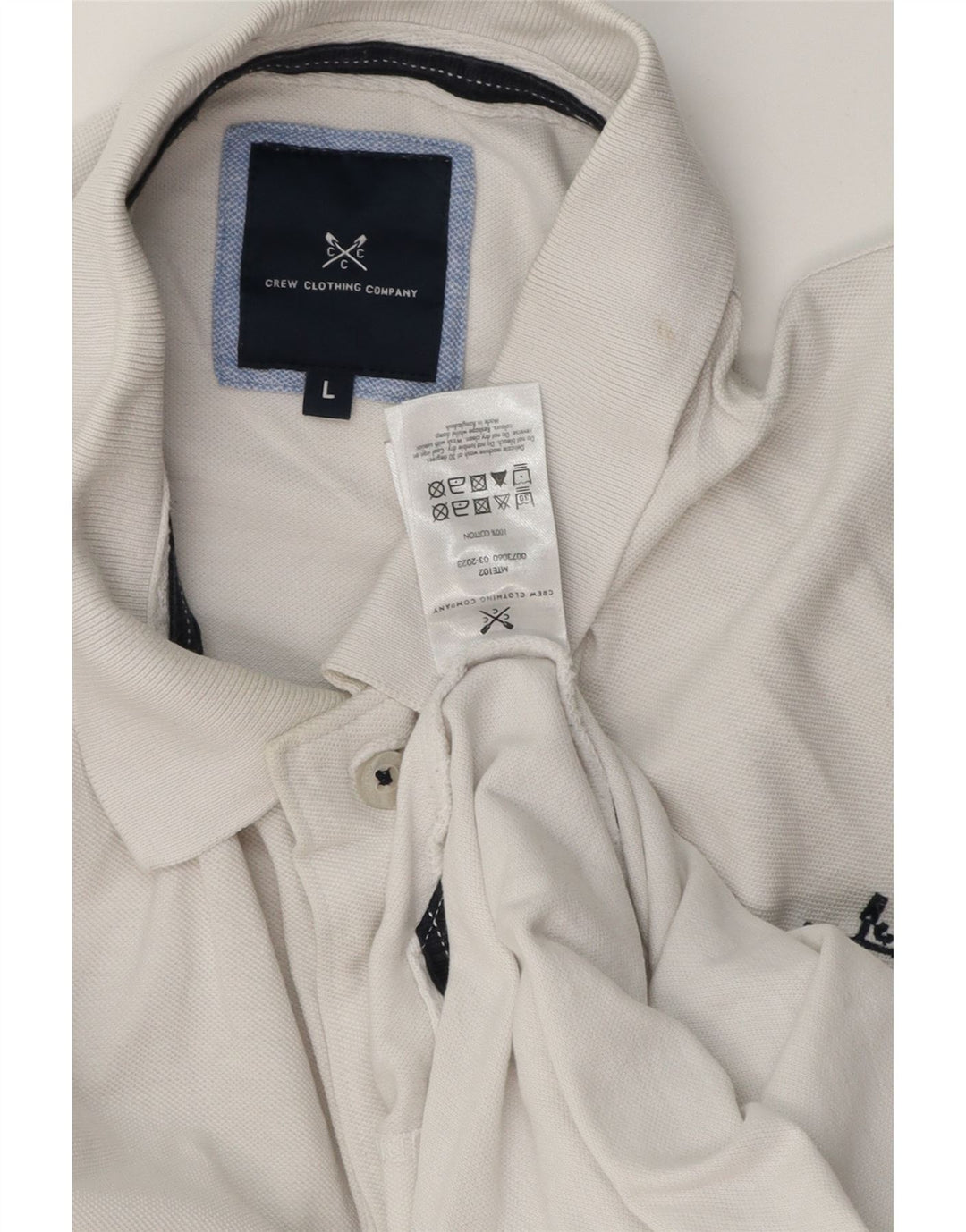 Crew Clothing Мужская рубашка поло, большой белый хлопок